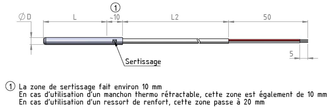 PT100 tube rigide